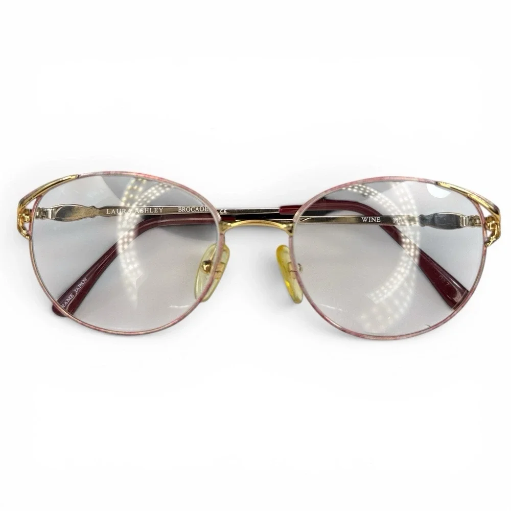 VTG Laura Ashley Brocade Wine Gold Pink Eyeglass FRAME ONLY Japan 52-17 140